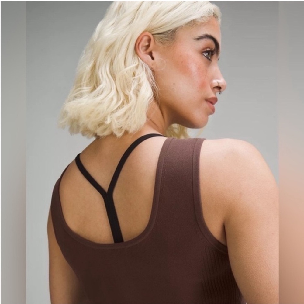 NWT Lululemon Tight Fit Knit Tank Dress Java Brown Casual Athleisure Sz L - Picture 12 of 13